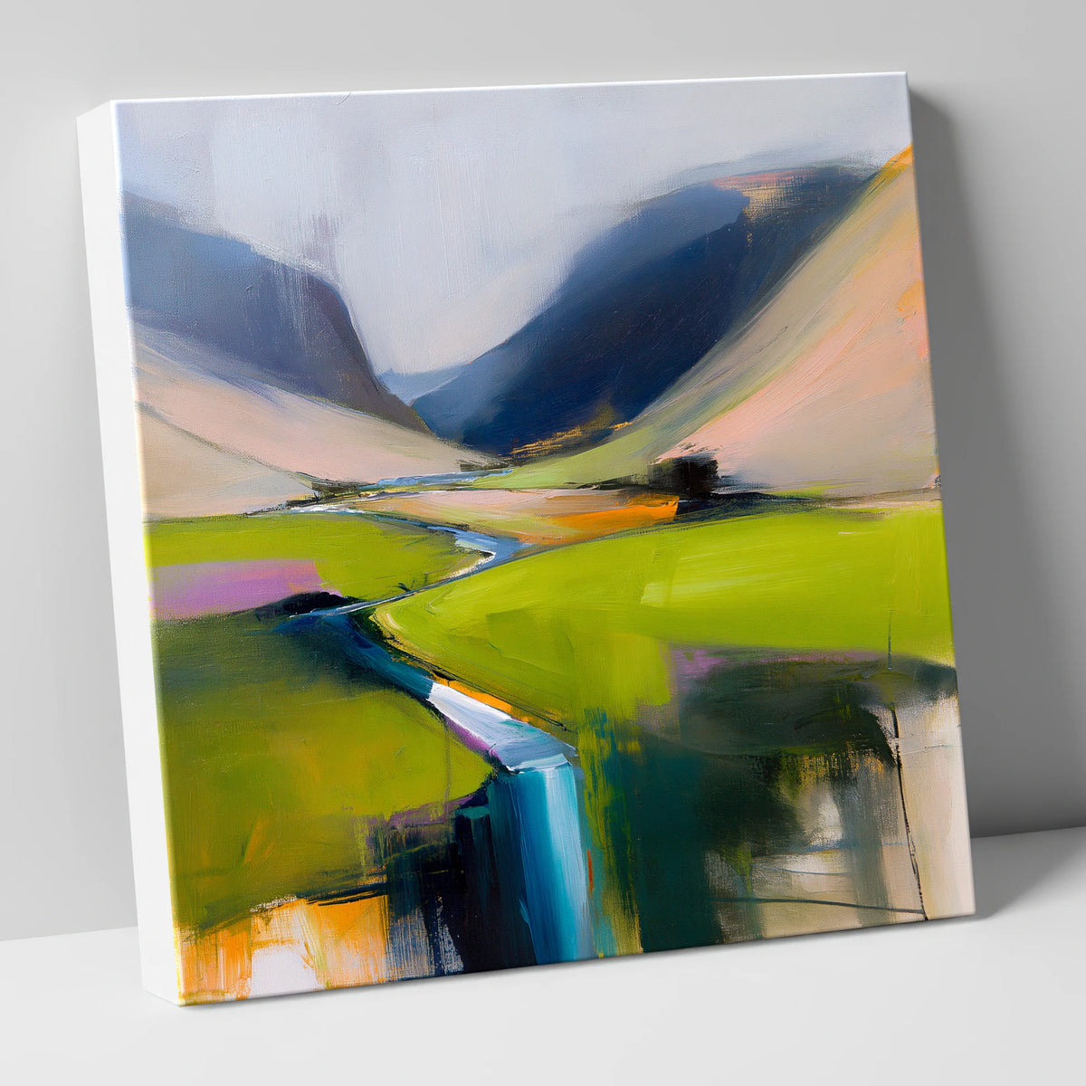 Winding Beck Through Vibrant Valley lake district valley canvas wall art