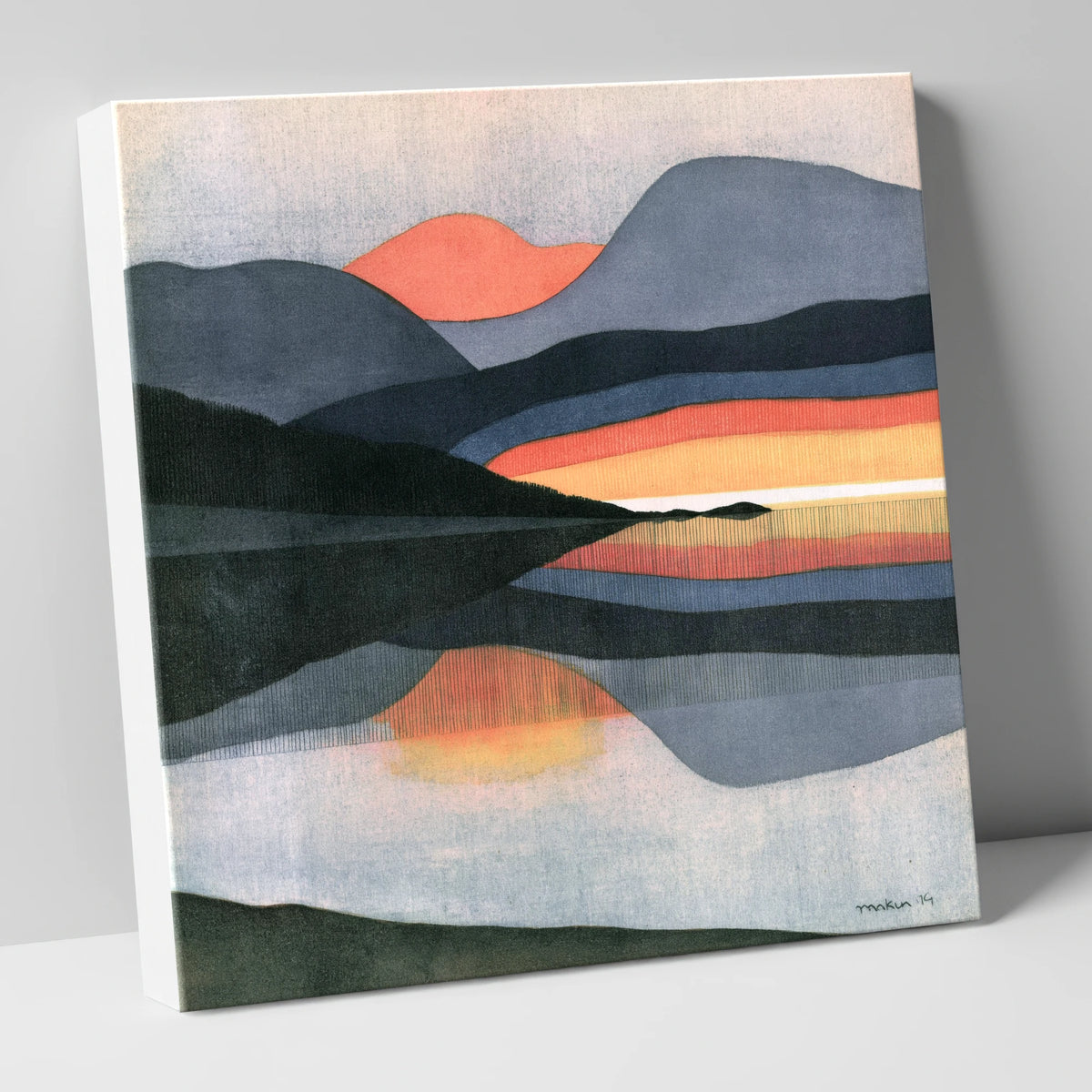 Still Lake At Indigo Dawn lake district lake canvas wall art