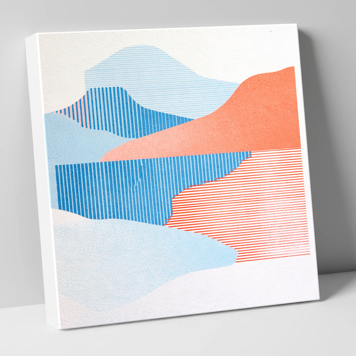 Graphic Lake Reflections In Coral lake district lake canvas wall art