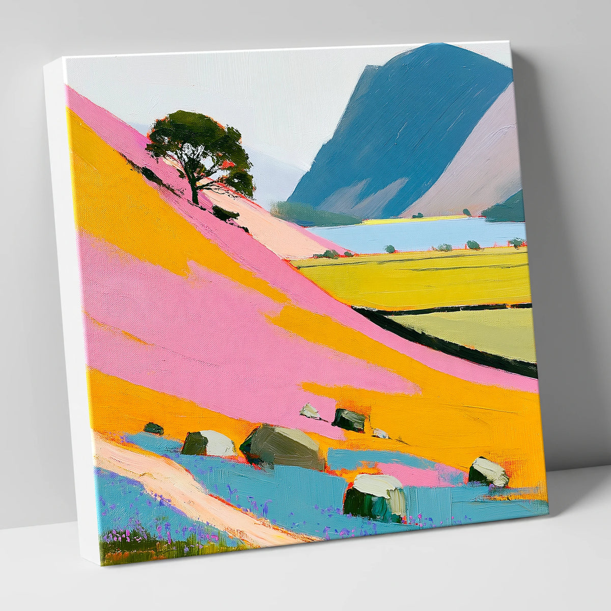 Pink Rannerdale Above Crummock Water lake district lake canvas wall art