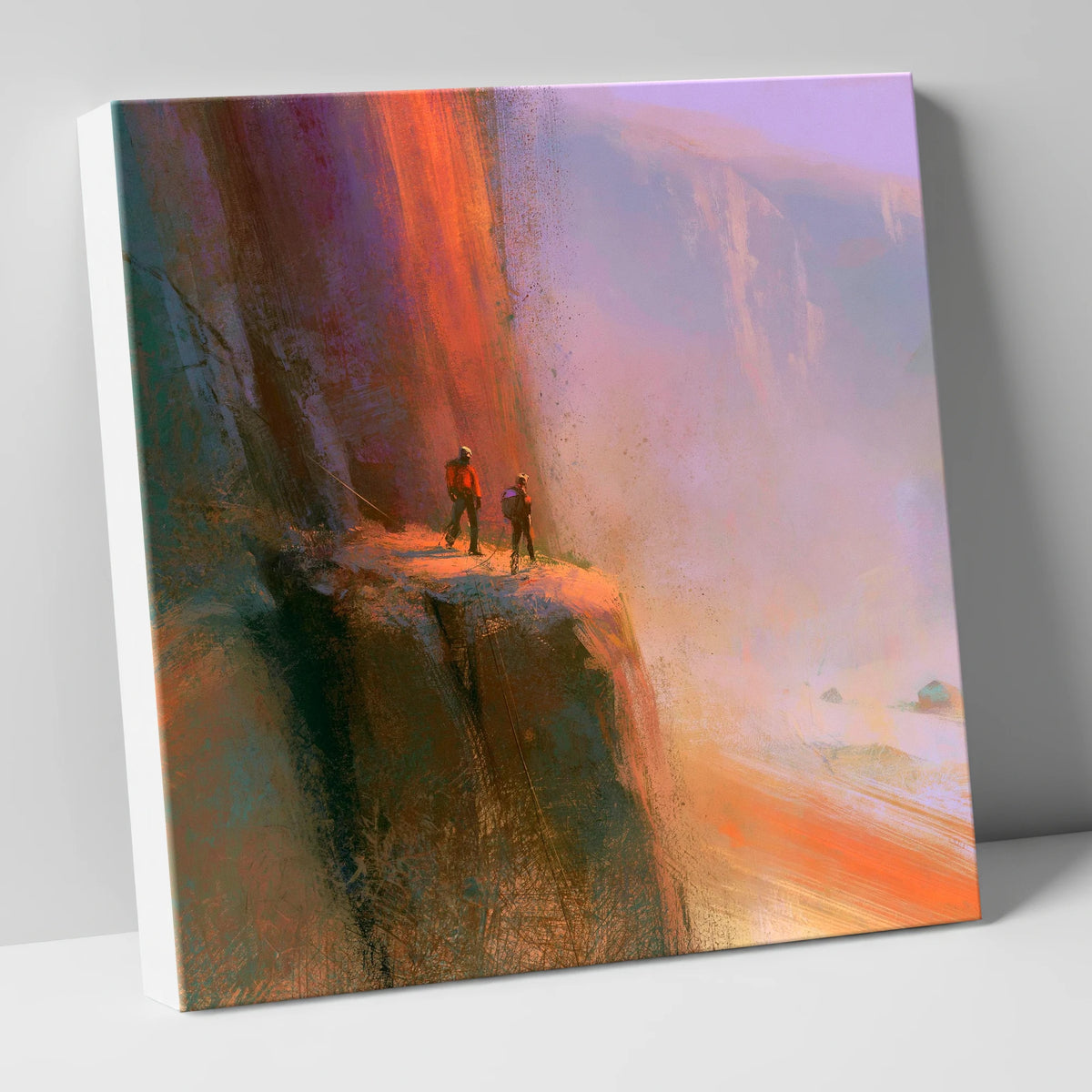 Climbers on a Golden Crag lake district walking canvas wall art