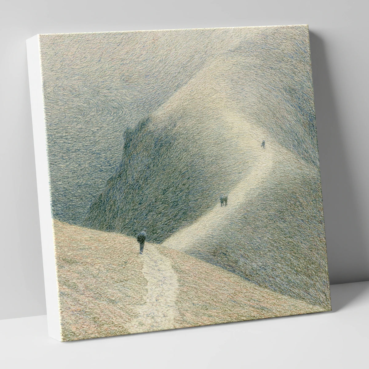 Ascending the Winding Mountain Path lake district walking canvas wall art