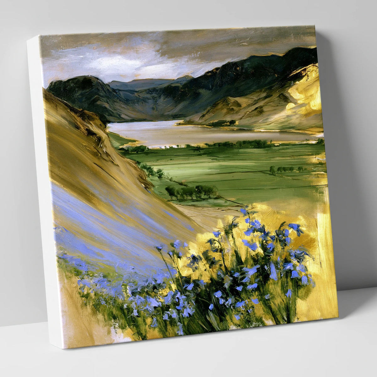 Vivid Bluebells Above Crummock Water lake district lake canvas wall art