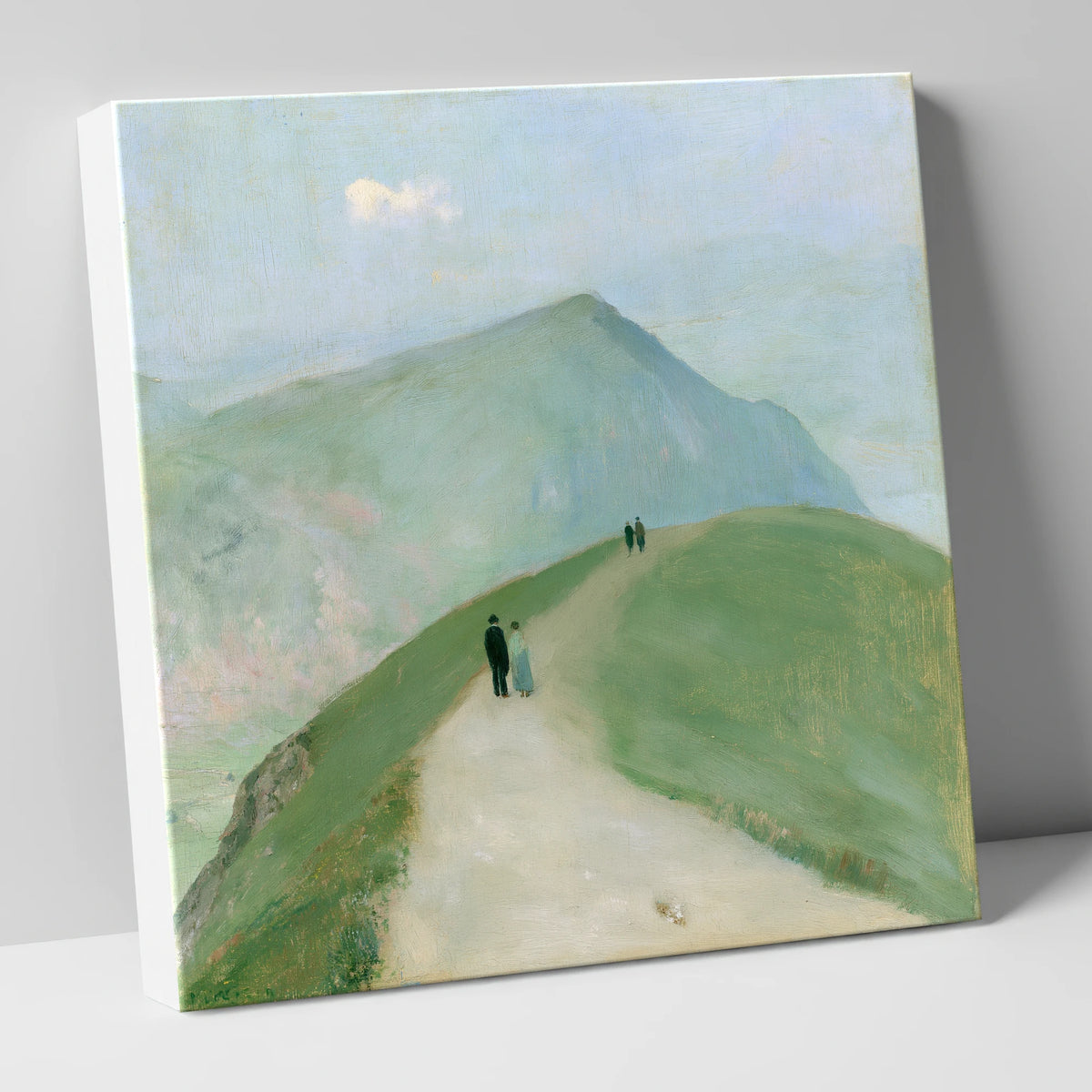 Walkers on a Mountain Ridge lake district walking canvas wall art
