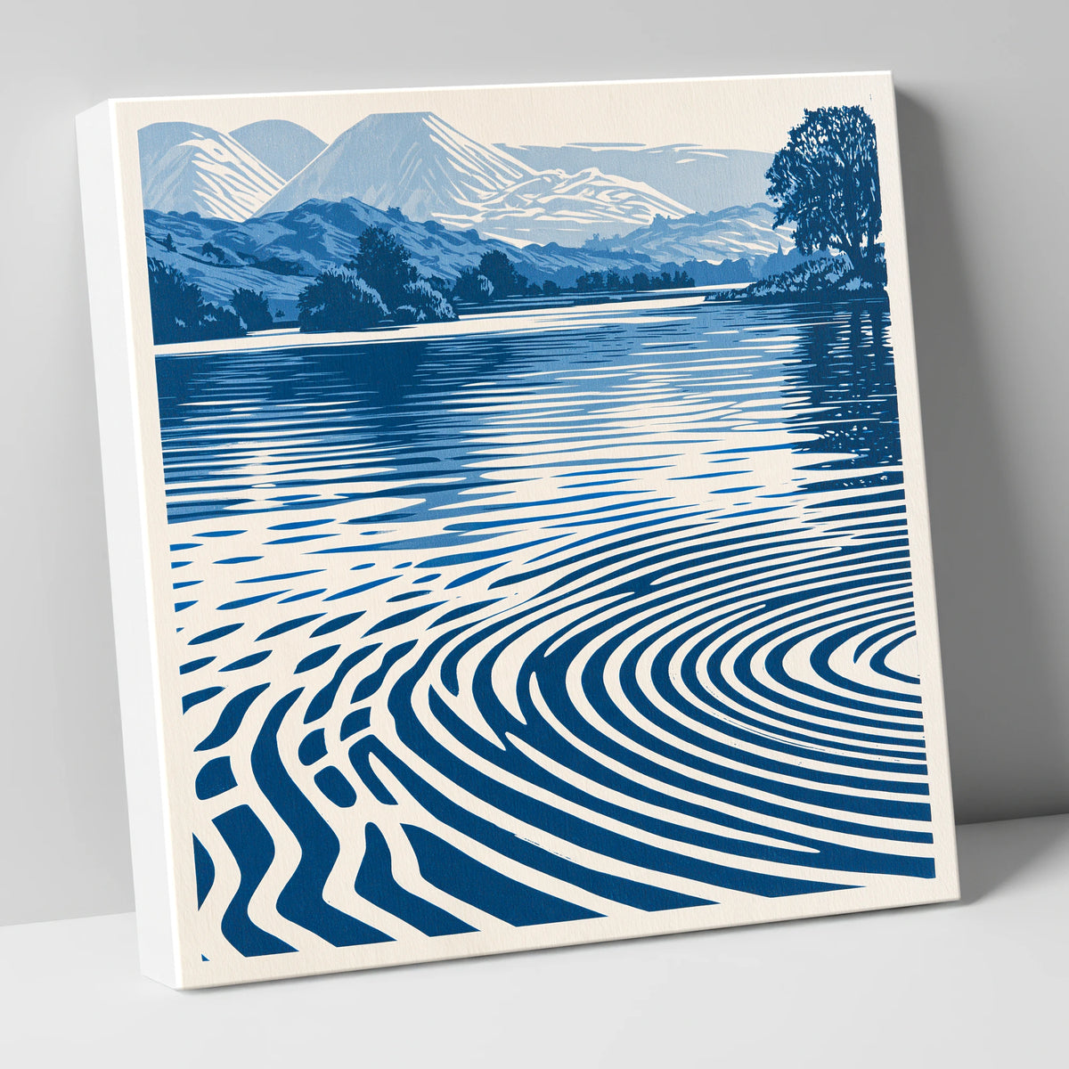 Calm Lake Ripples in Cobalt lake district lake canvas wall art