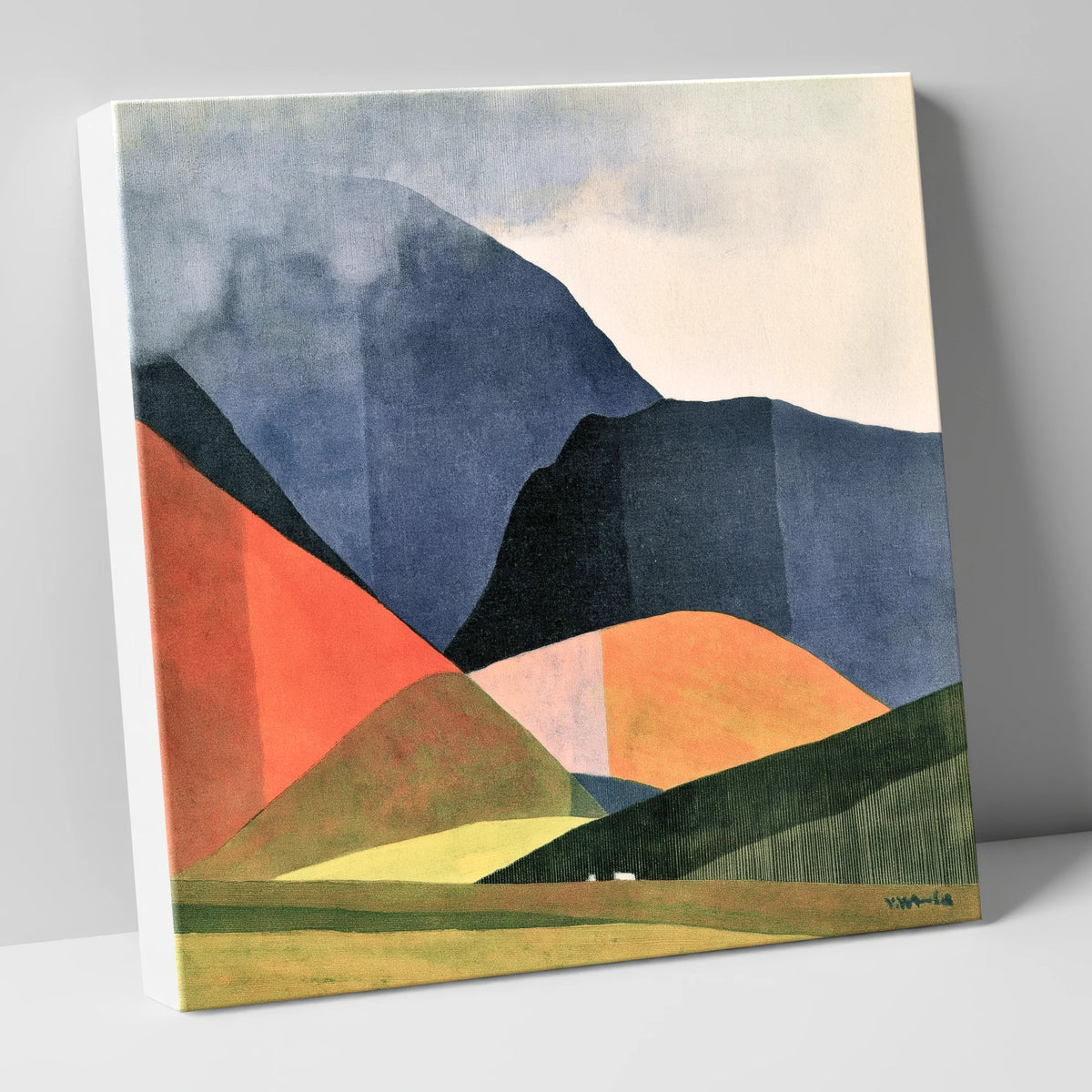 Terracotta and Indigo Rolling Fells lake district fell canvas wall art