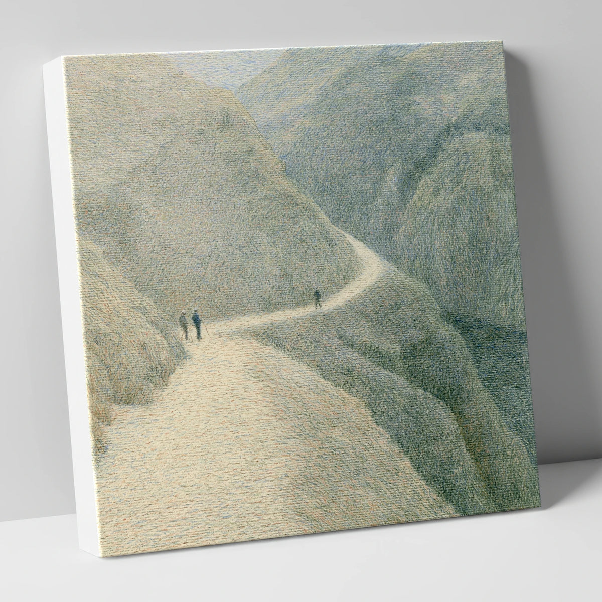 Walkers on a Sweeping Mountain Path lake district walking canvas wall art