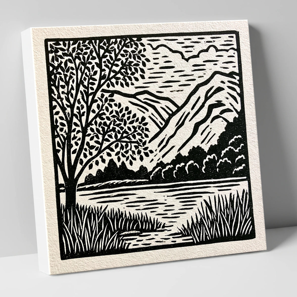 Monochrome Grasmere Water and Fells lake district lake canvas wall art