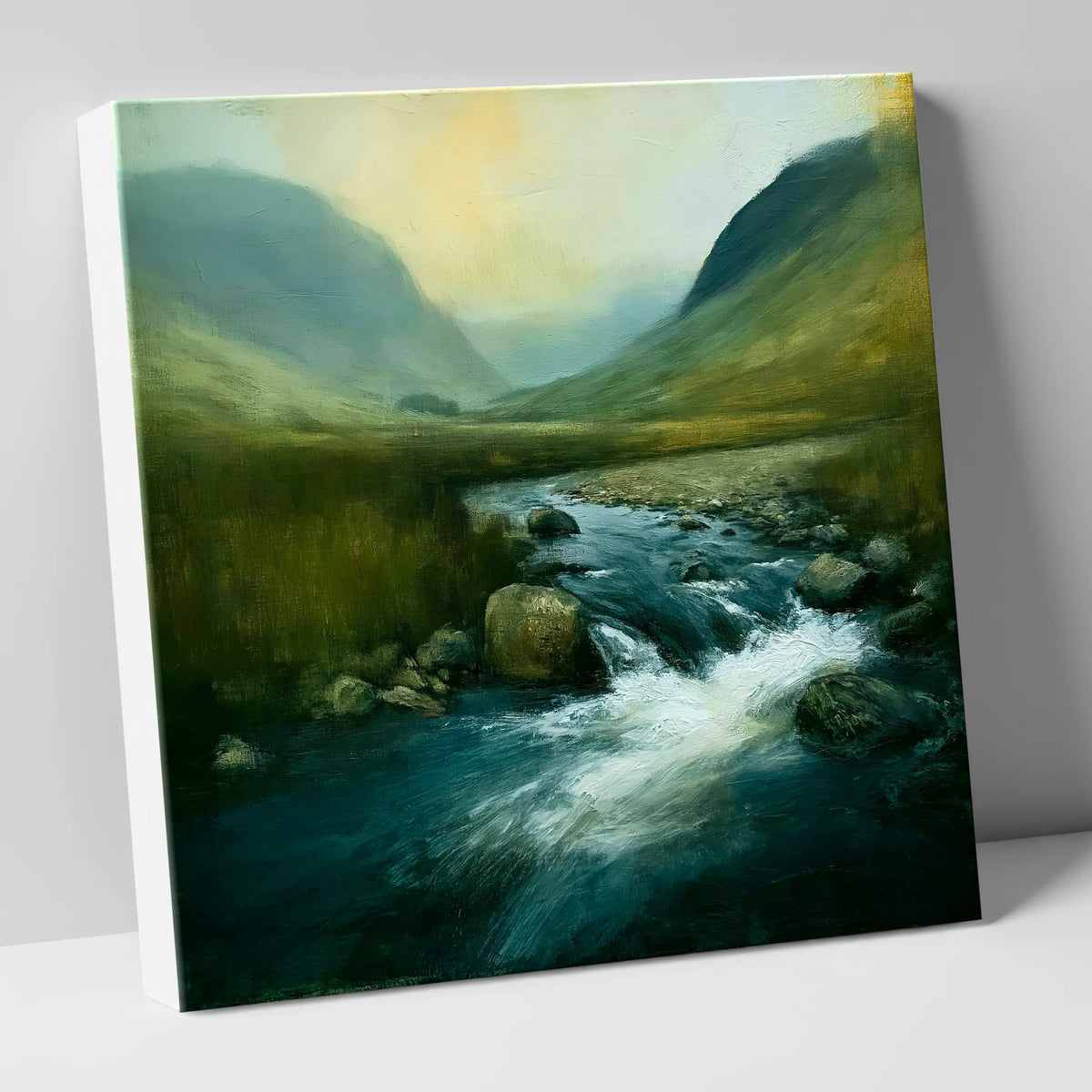 Teal Waters of a Fellside Beck lake district waterfall canvas wall art