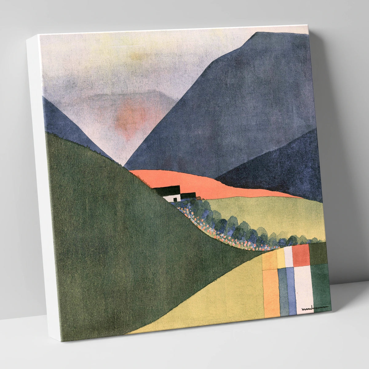 Geometric Valley Below Indigo Fells lake district valley canvas wall art