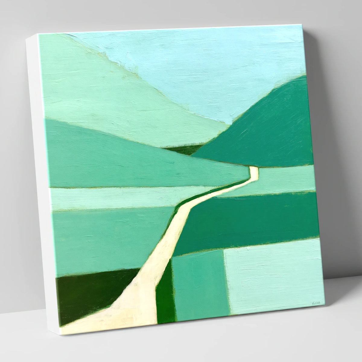Geometric Greens of Honister Pass lake district valley canvas wall art