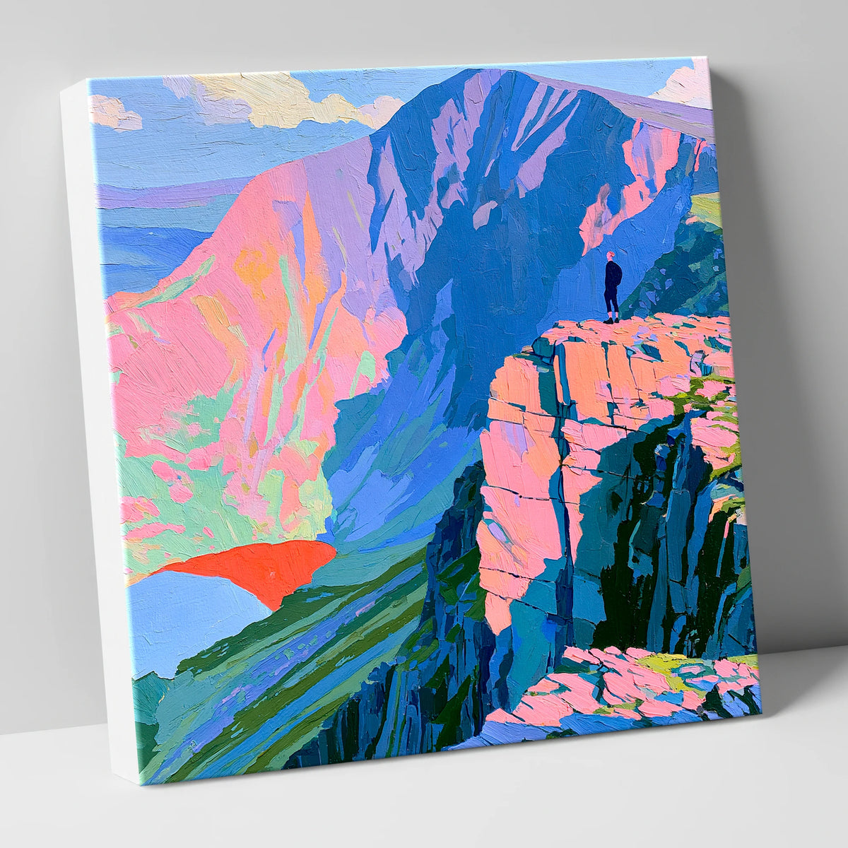 Helvellyn Walker in Vibrant Colour lake district fell canvas wall art