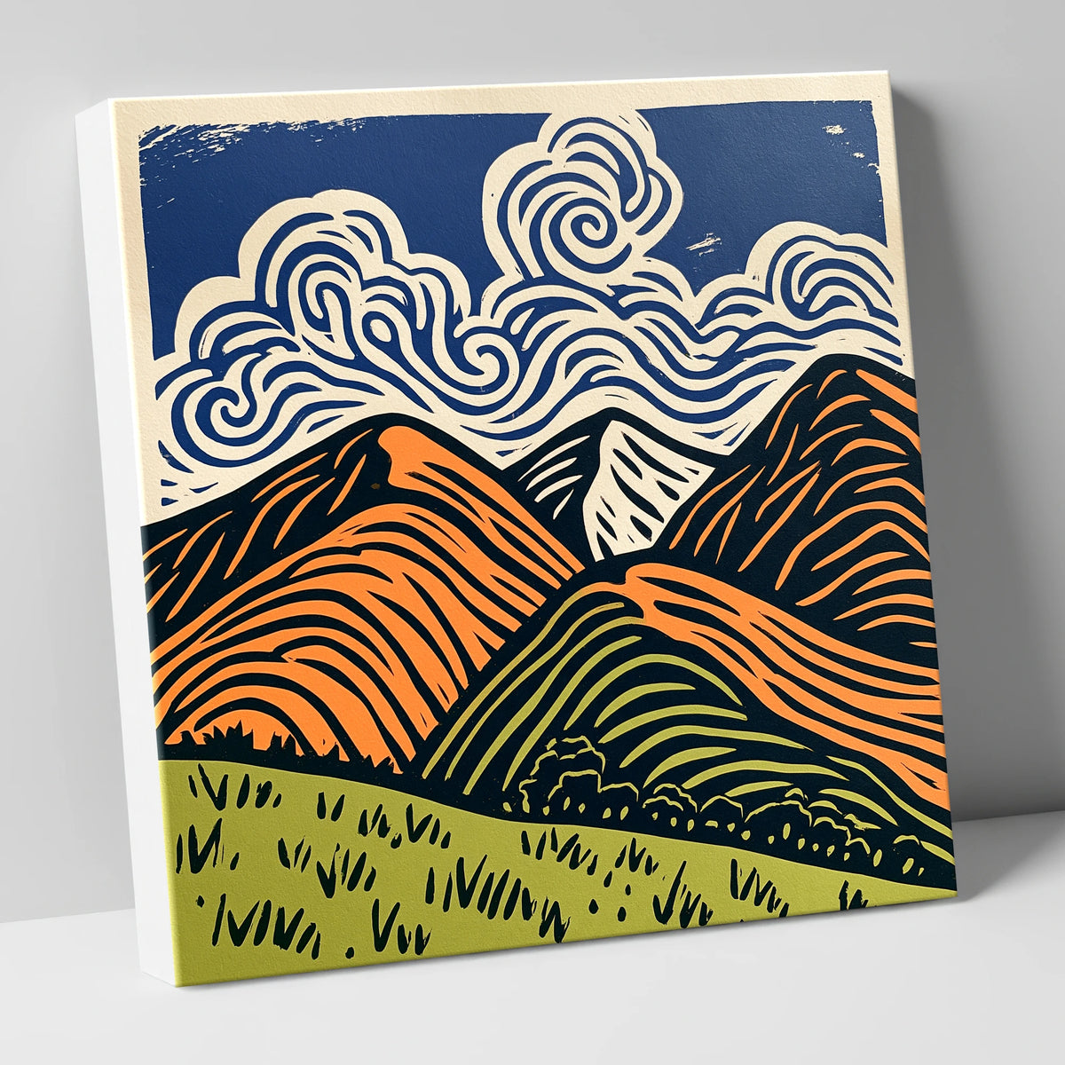 Rolling Fells Under Swirling Clouds lake district fell canvas wall art