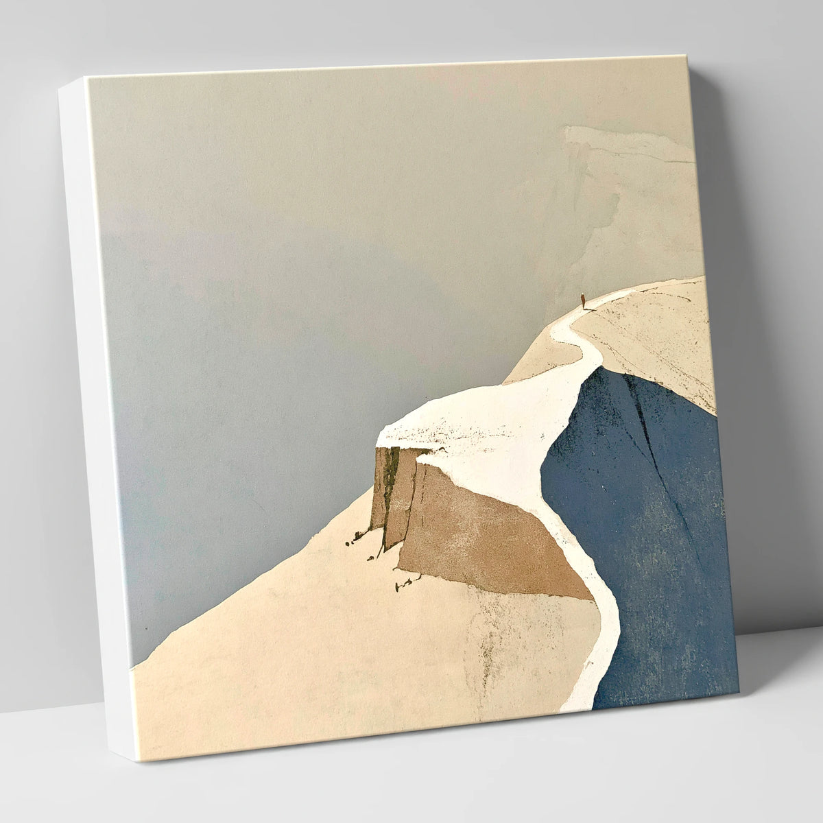 Lone Walker on a Snowy Summit Ridge lake district fell canvas wall art