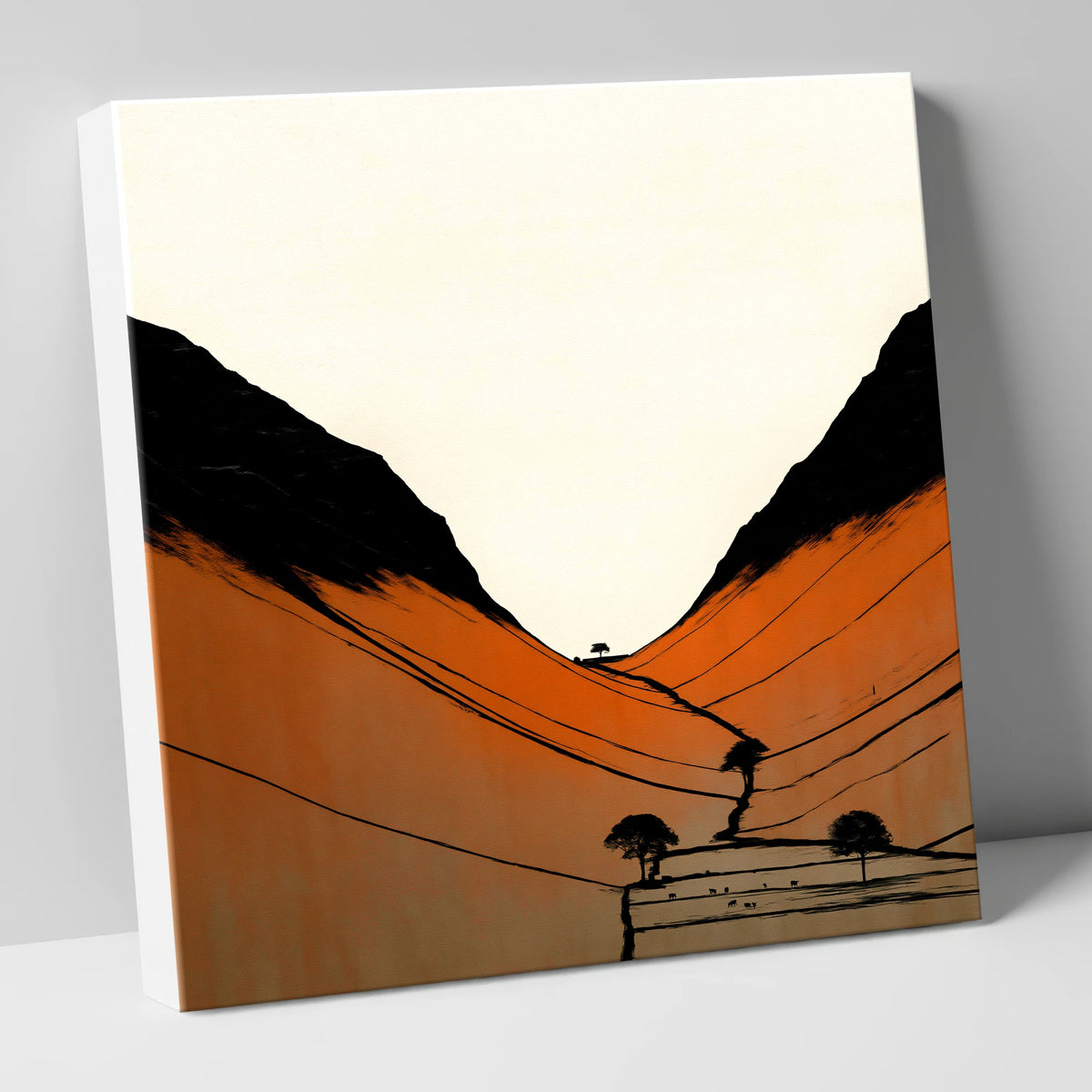 Golden Evening Fells Silhouette lake district sky canvas wall art