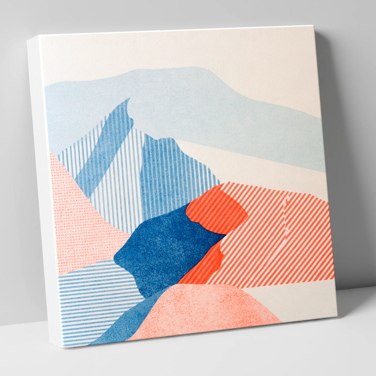 Abstract Skiddaw in Blue and Coral lake district fell canvas wall art