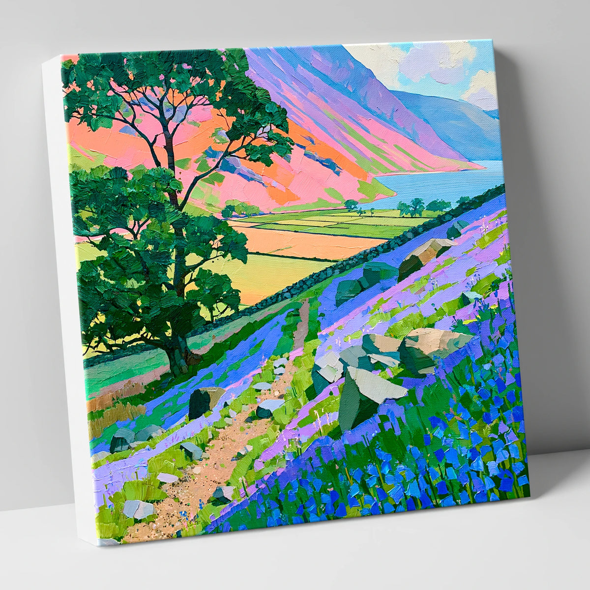 Rannerdale Bluebells Above Crummock Water lake district lake canvas wall art