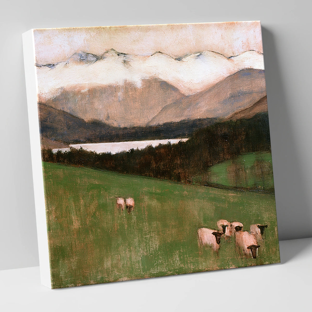 Hawkshead Pasture in Warm Light lake district village canvas wall art