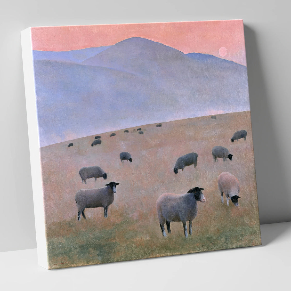 Herdwick Sheep on Pastel Fells lake district wildlife canvas wall art