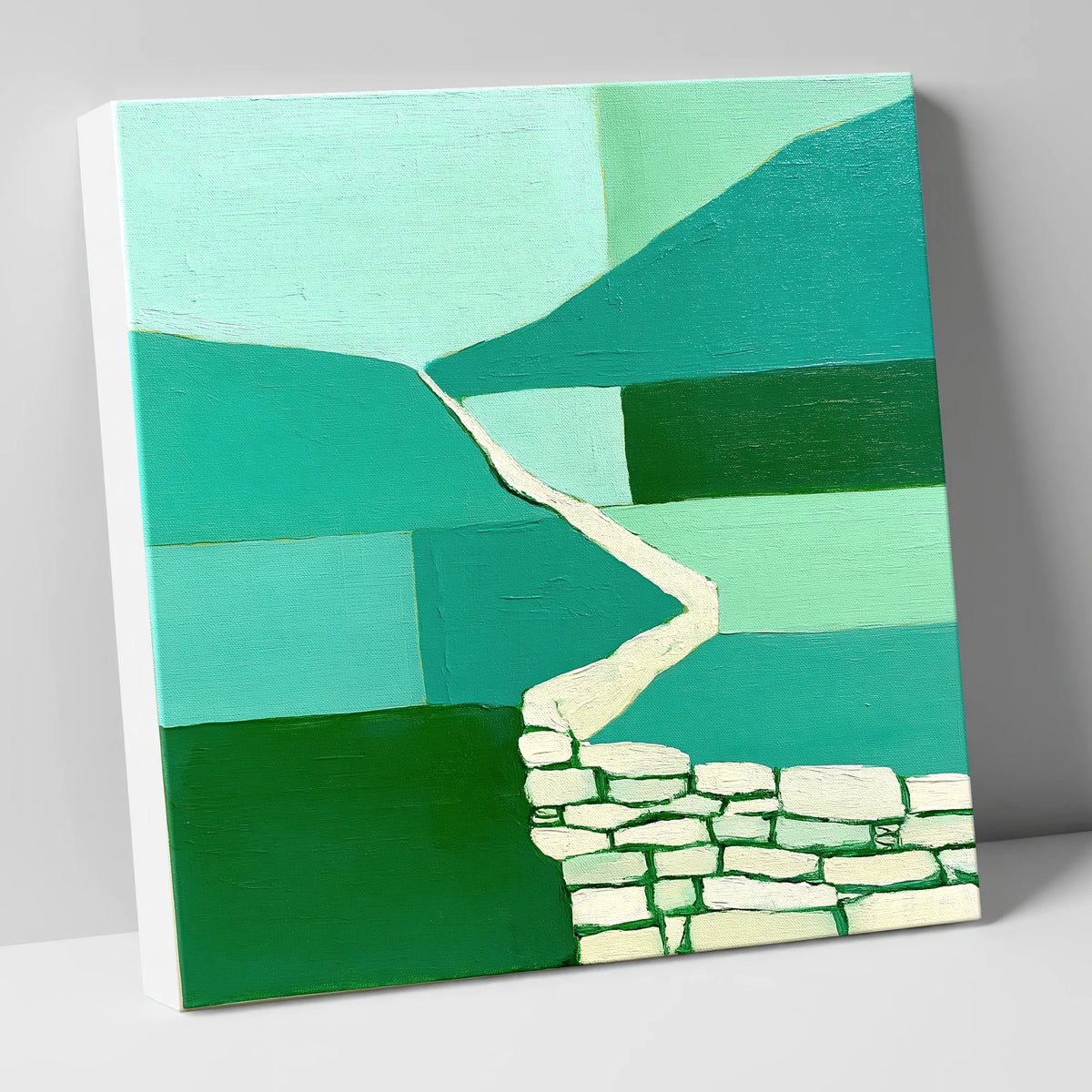 Abstract Green Valley Drystone Wall lake district valley canvas wall art