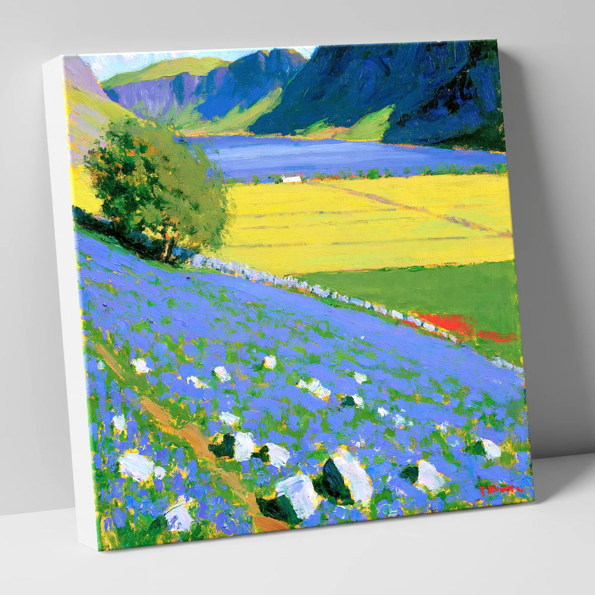Rannerdale Bluebells and Crummock Water lake district lake canvas wall art