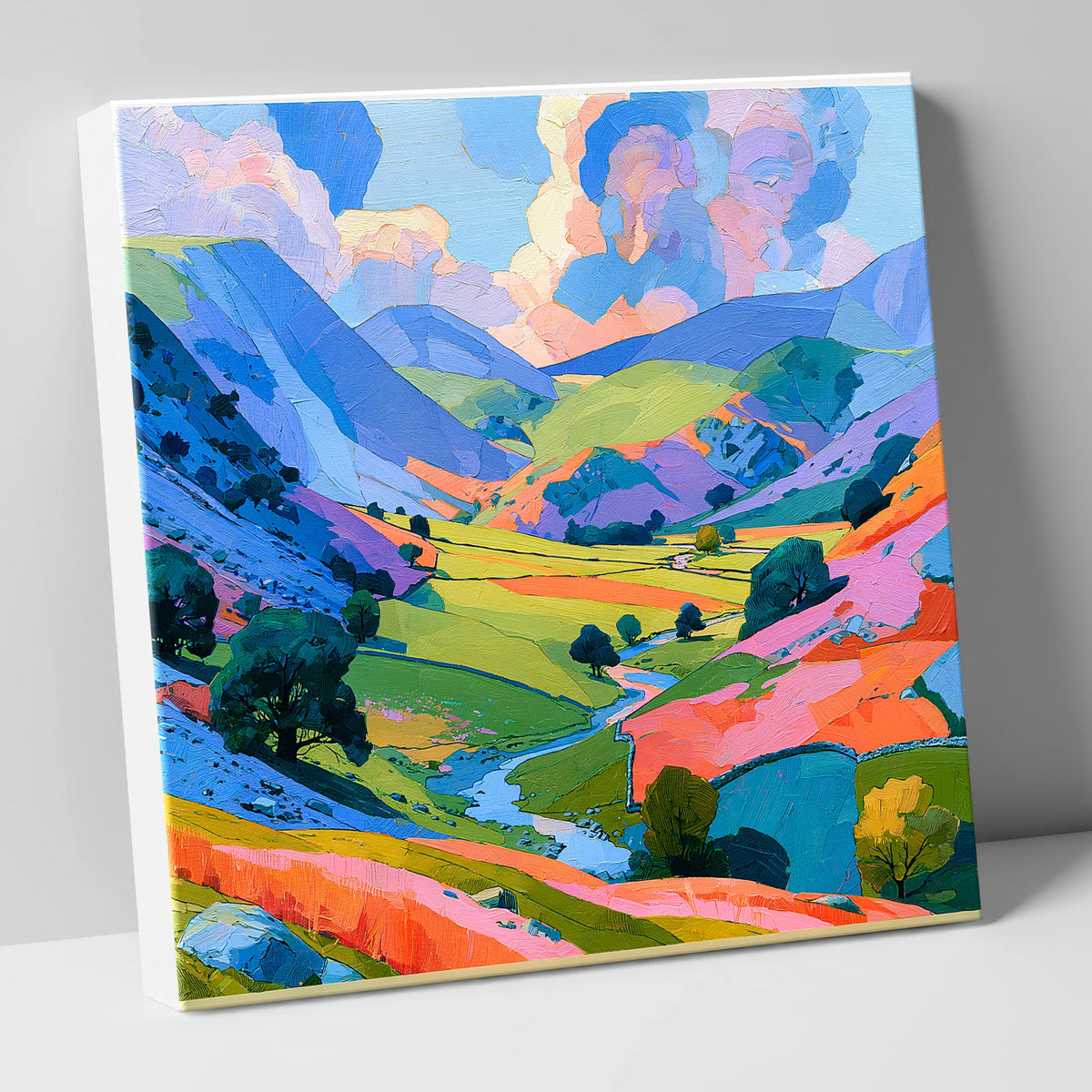 Lavender Fells and Valley Beck lake district valley canvas wall art