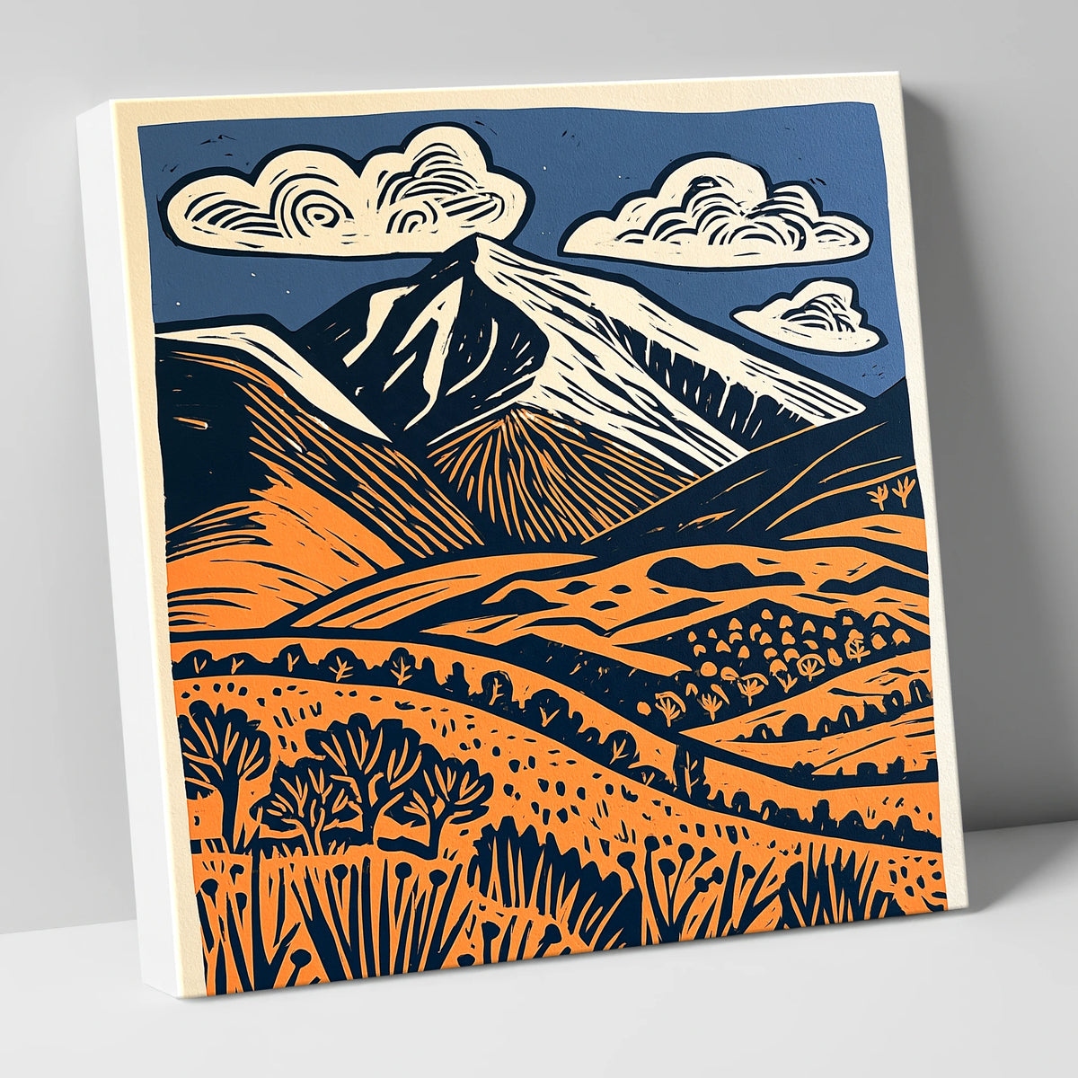 Skiddaw in Terracotta and Navy lake district fell canvas wall art