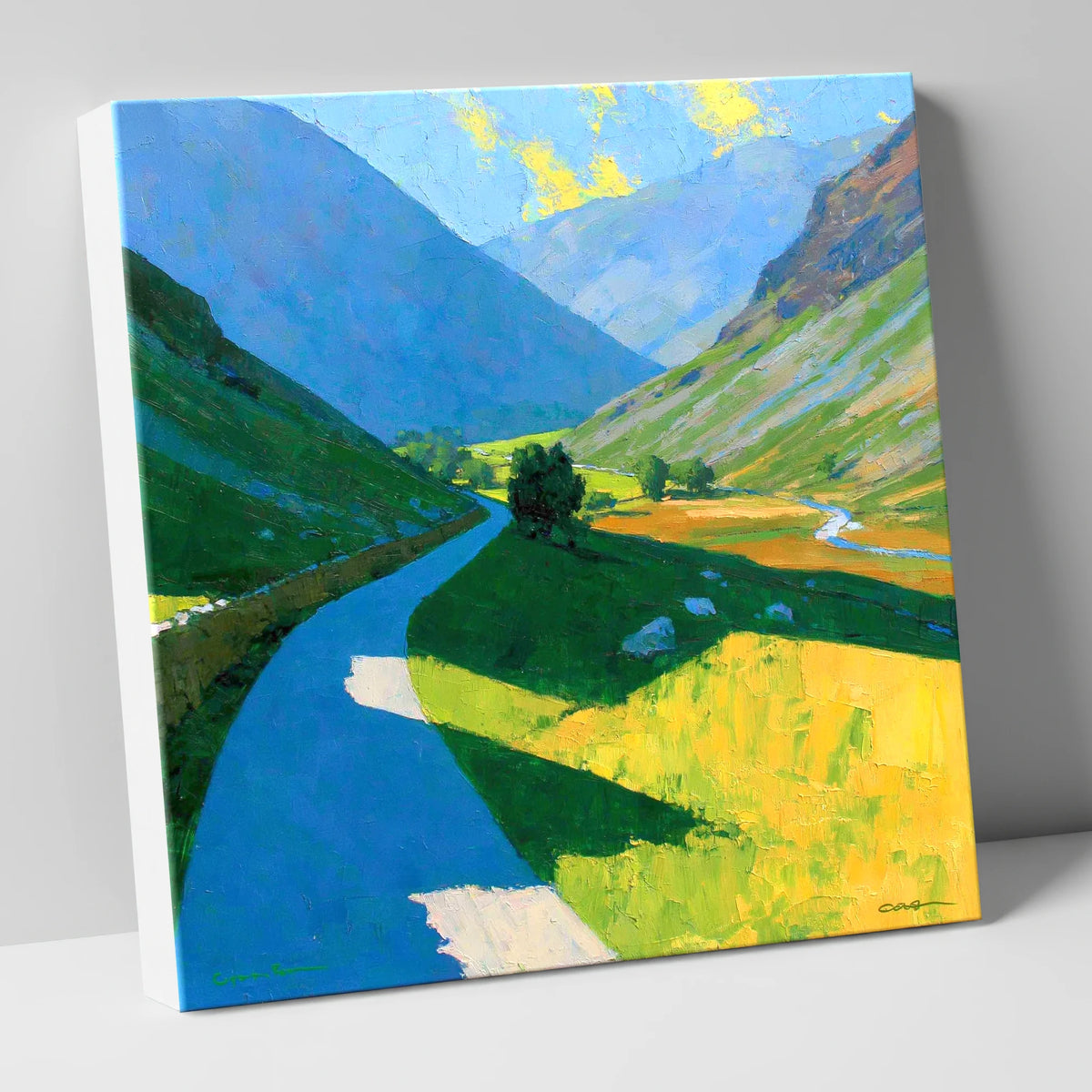 Winding Mountain Pass in Vivid Colour lake district valley canvas wall art