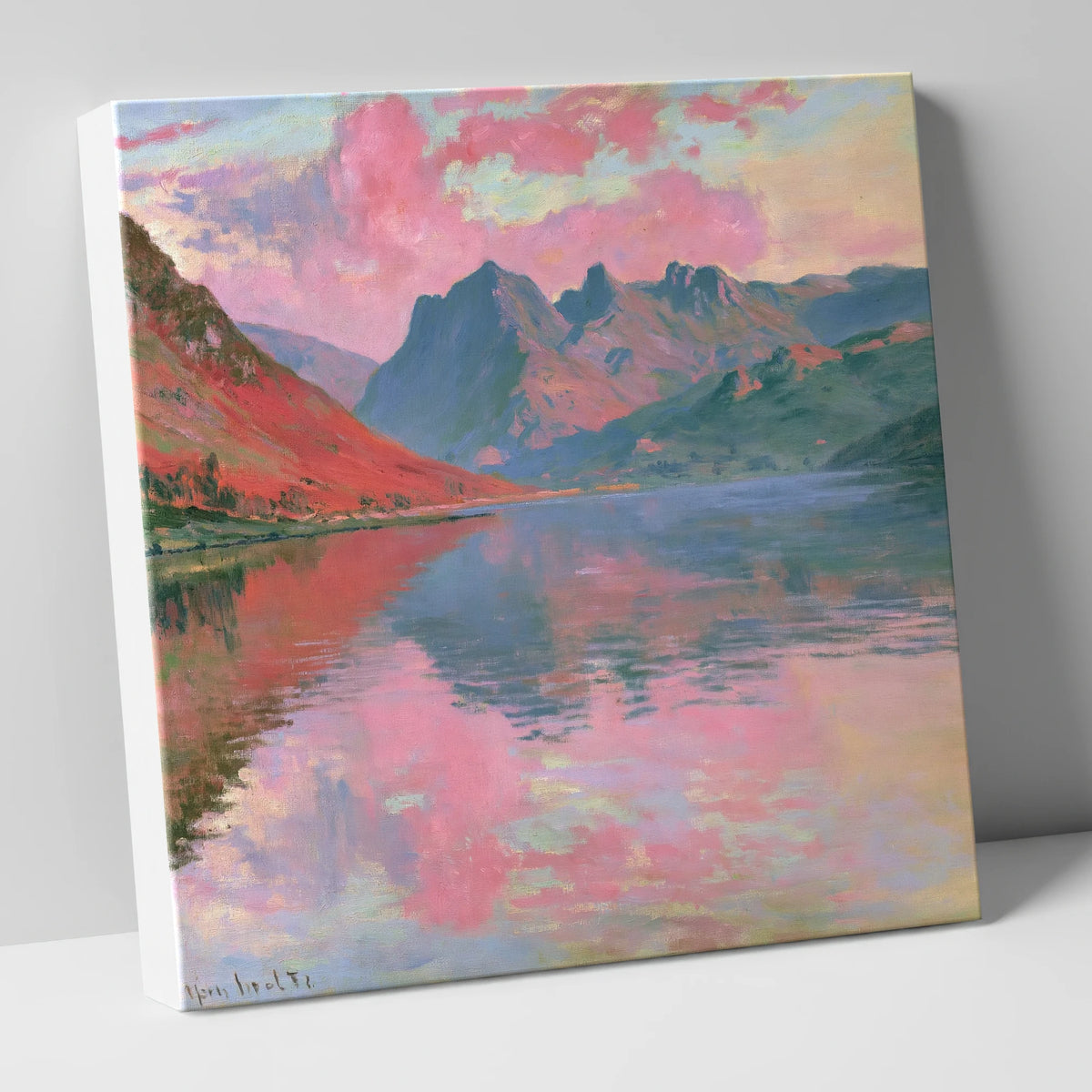 Loweswater Beneath Pink Sunset Skies lake district lake canvas wall art