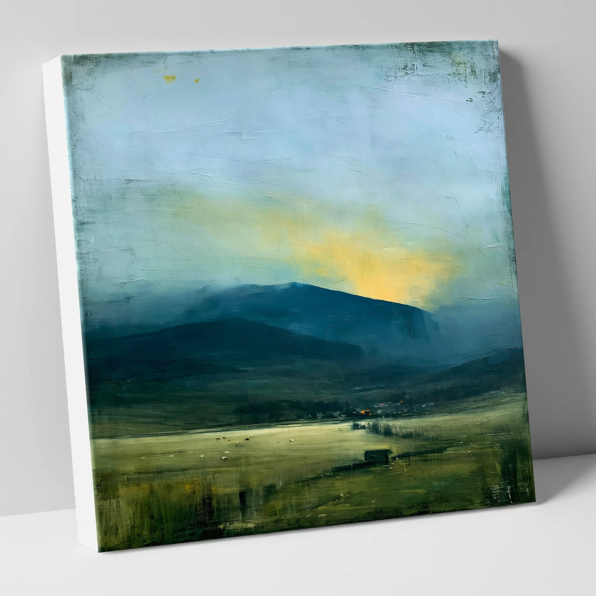 Golden Light Over Dark Fells lake district sky canvas wall art