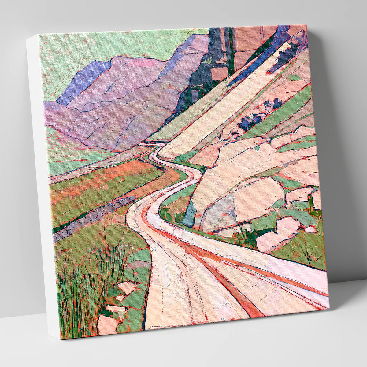 Vibrant Winding Mountain Pass lake district valley canvas wall art