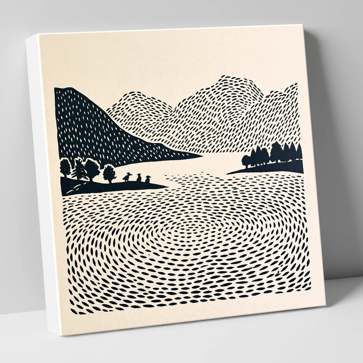 Graphic Grasmere Lake and Fells lake district lake canvas wall art