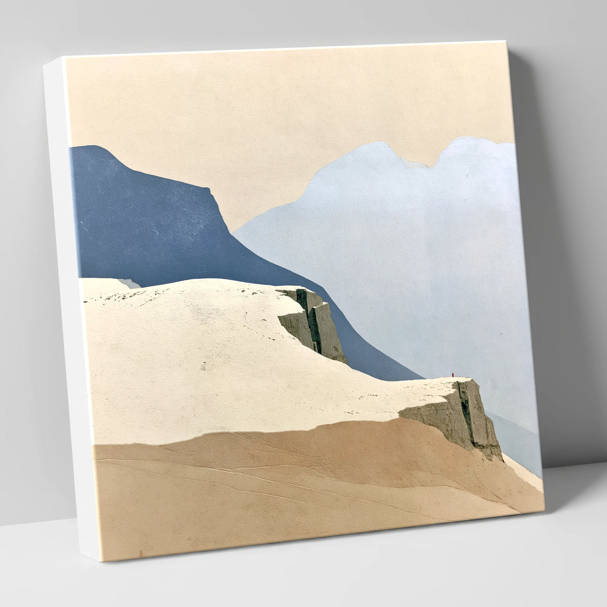 Lone Figure on High Fell Crag lake district fell canvas wall art
