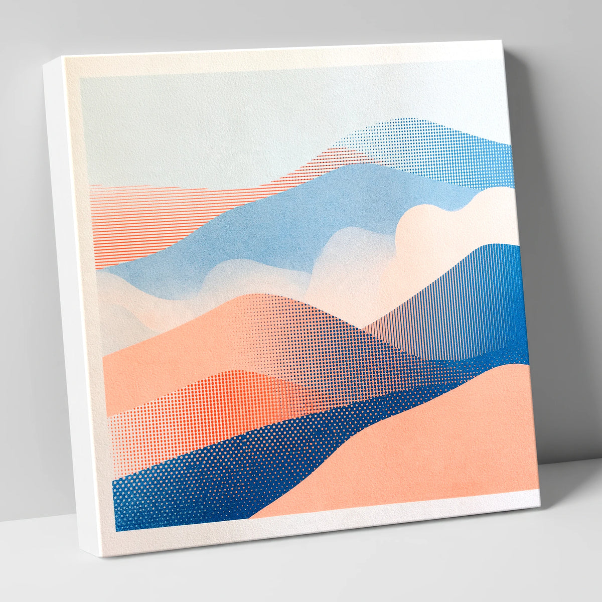 Coral and Blue Rolling Fells lake district fell canvas wall art