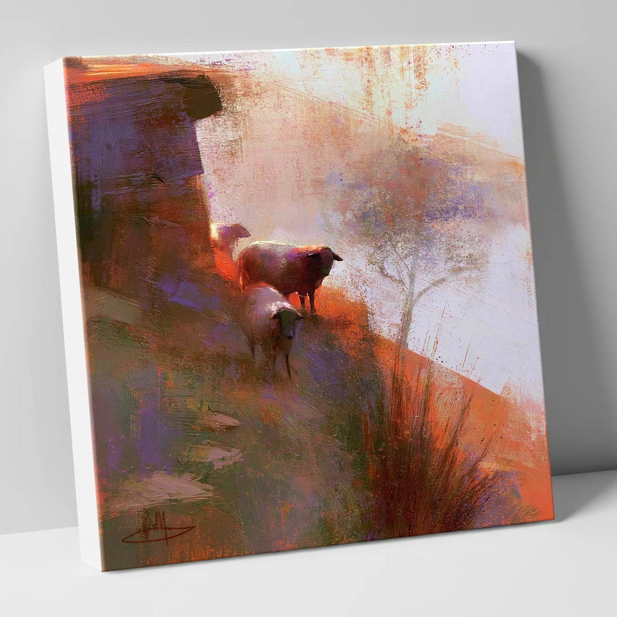 Herdwick Sheep in Fellside Mist lake district wildlife canvas wall art