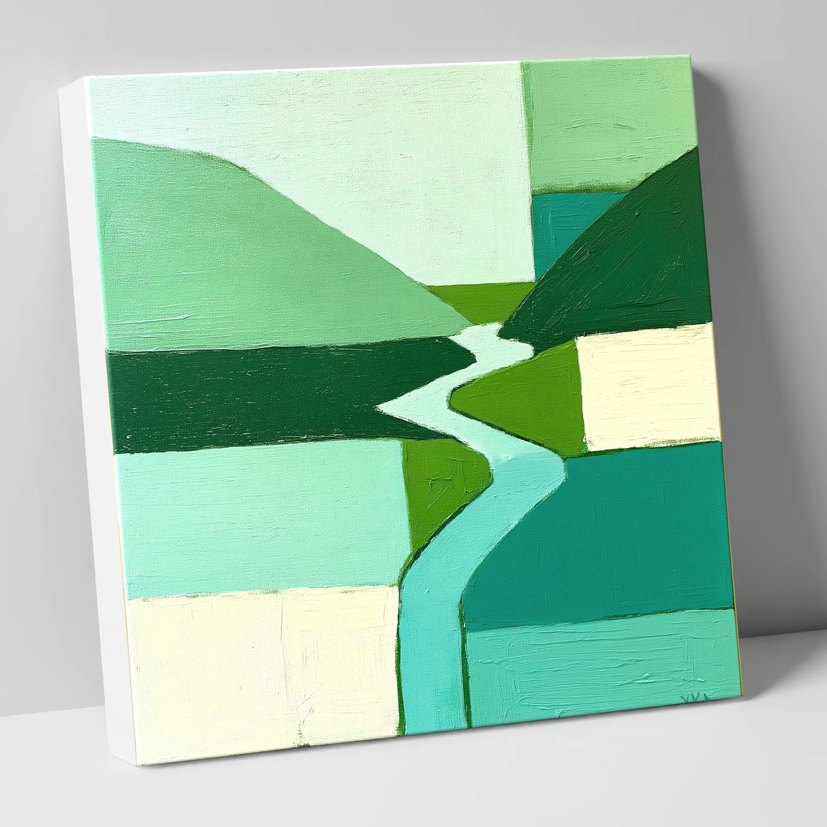 Abstract Winding River Valley lake district waterfall canvas wall art
