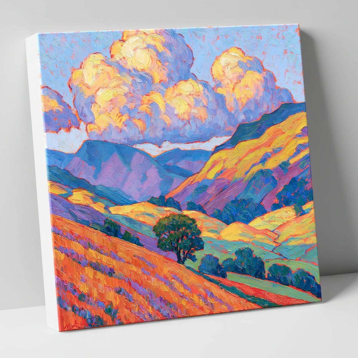 Golden Fellside with Violet Shadows lake district fell canvas wall art