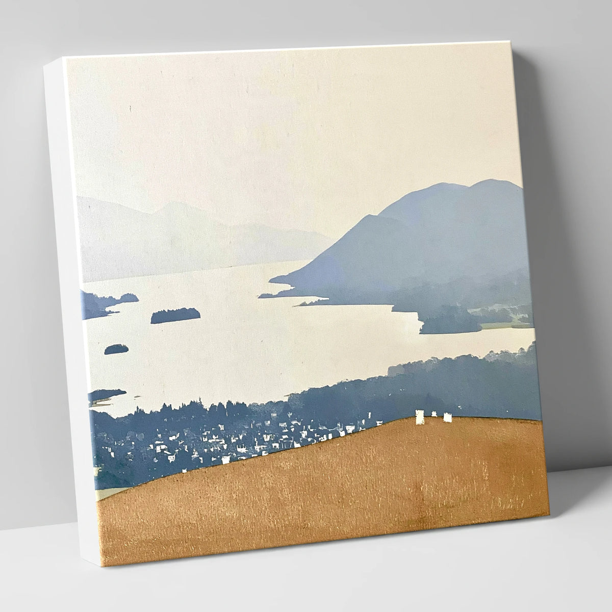 Misty Derwentwater from Latrigg lake district village canvas wall art