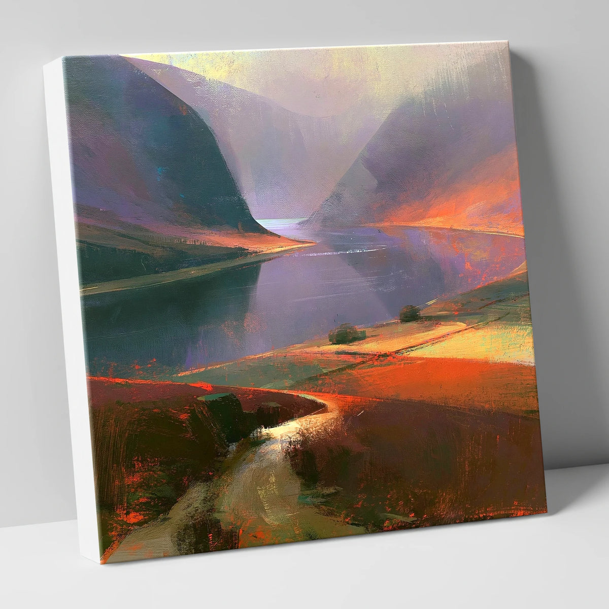 Valley Lake in Fiery Light lake district lake canvas wall art