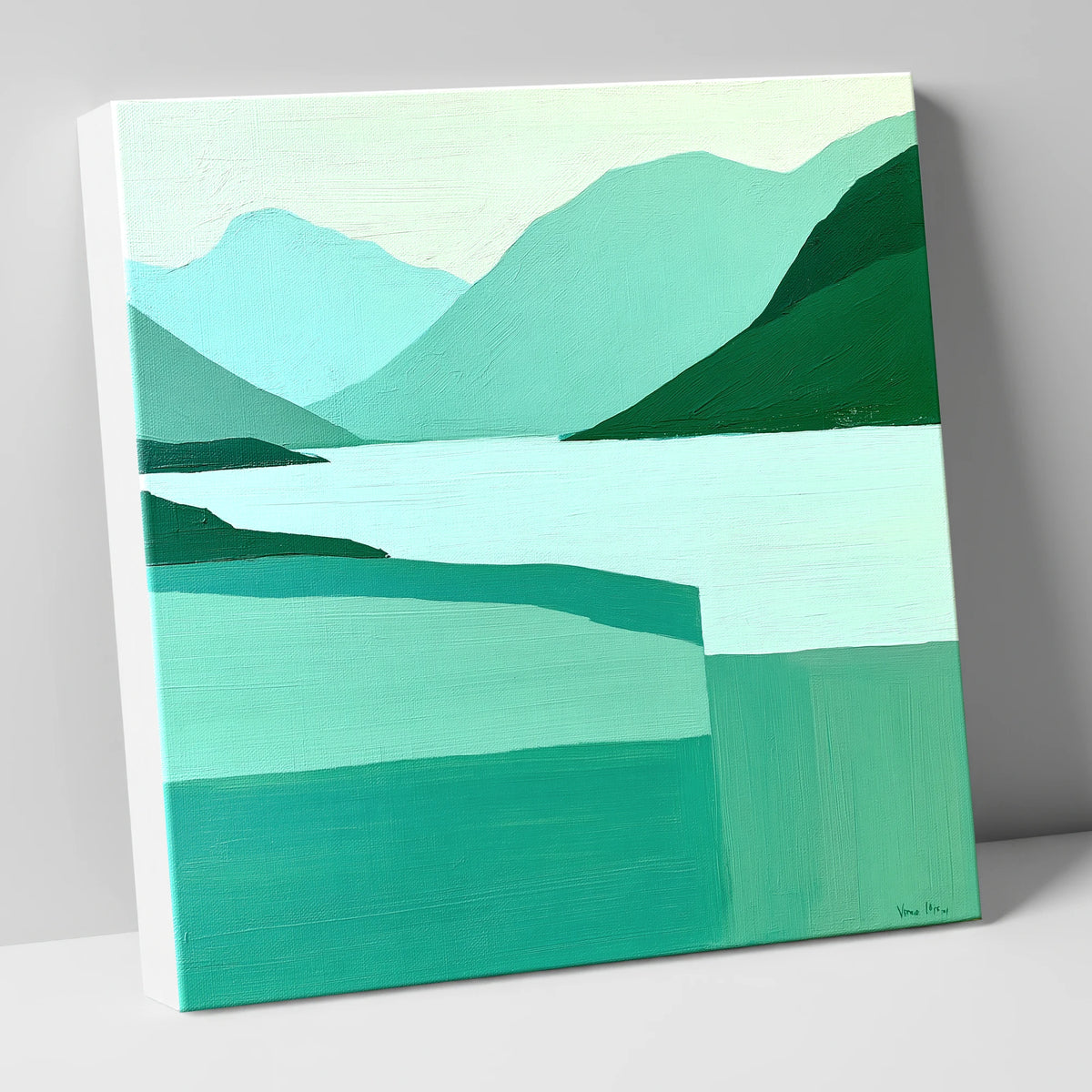 Abstract Greens of Wastwater lake district lake canvas wall art