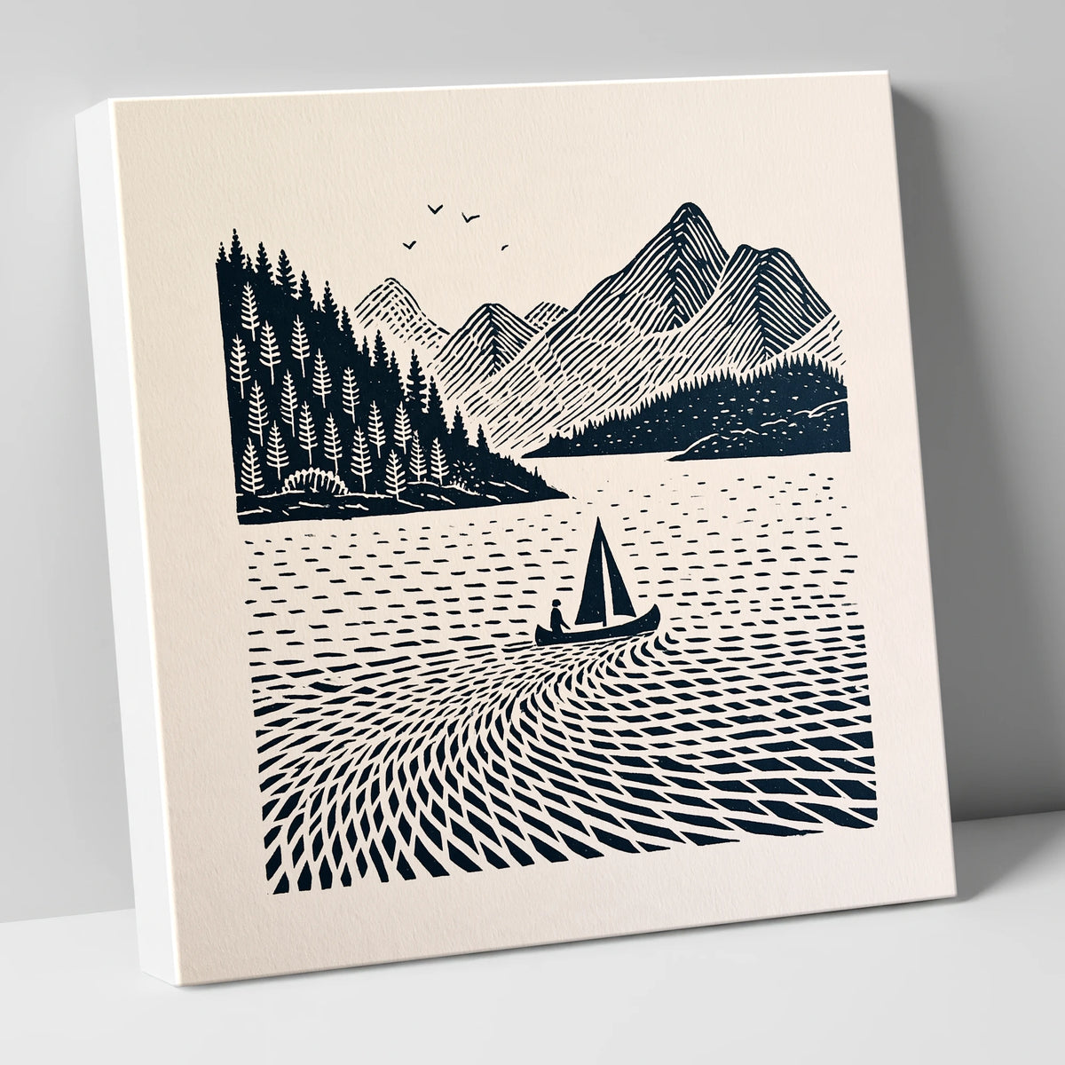 Dark Navy Derwentwater Sailing Scene lake district lake canvas wall art