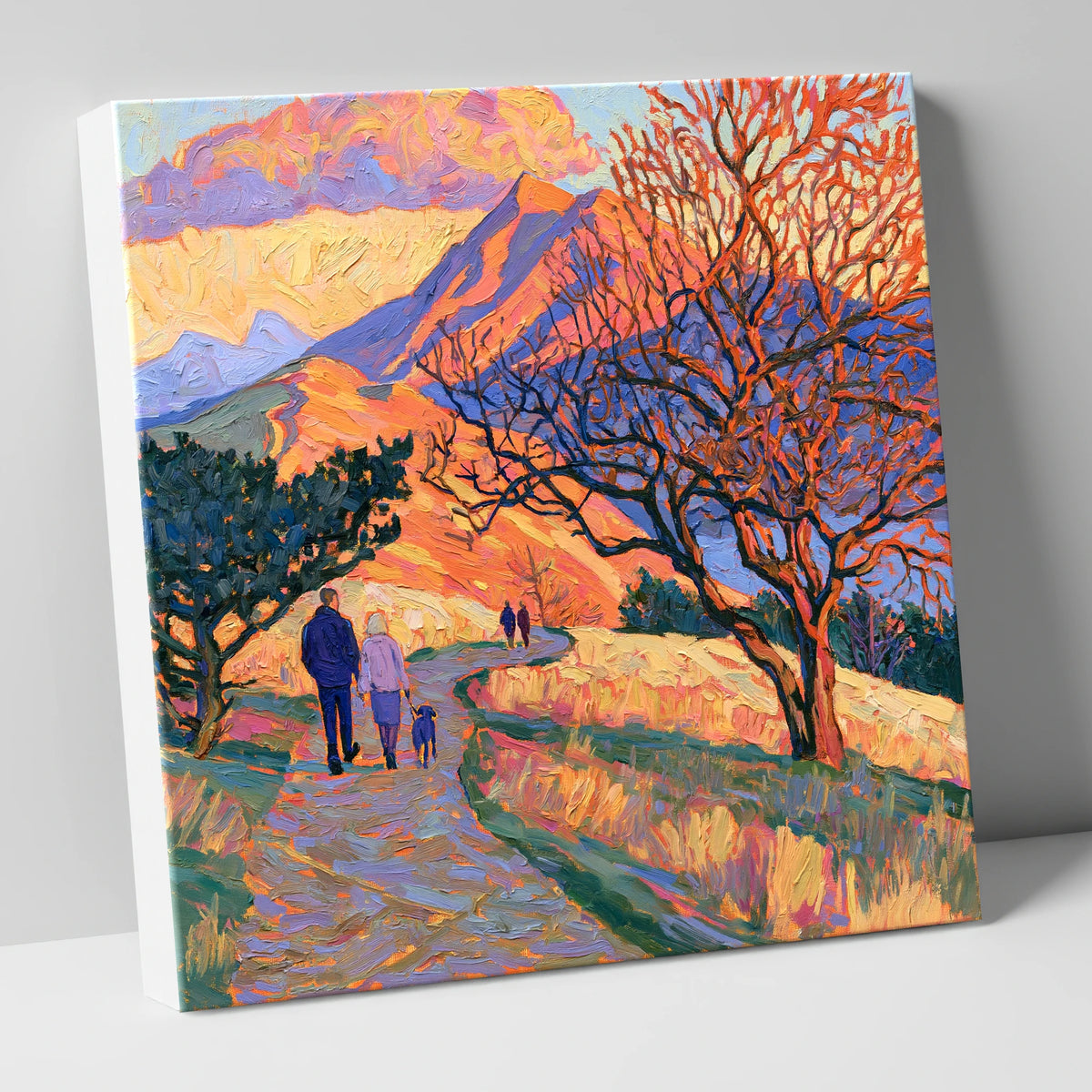 Sunset Dog Walk on Cat Bells gifts for dog walkers canvas wall art