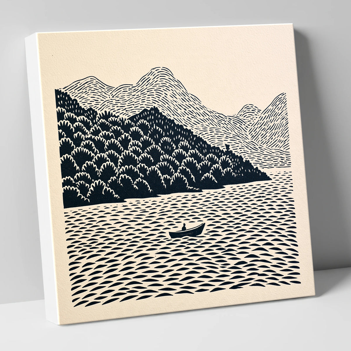 Rowing Boat Beneath Coniston Fells lake district lake canvas wall art