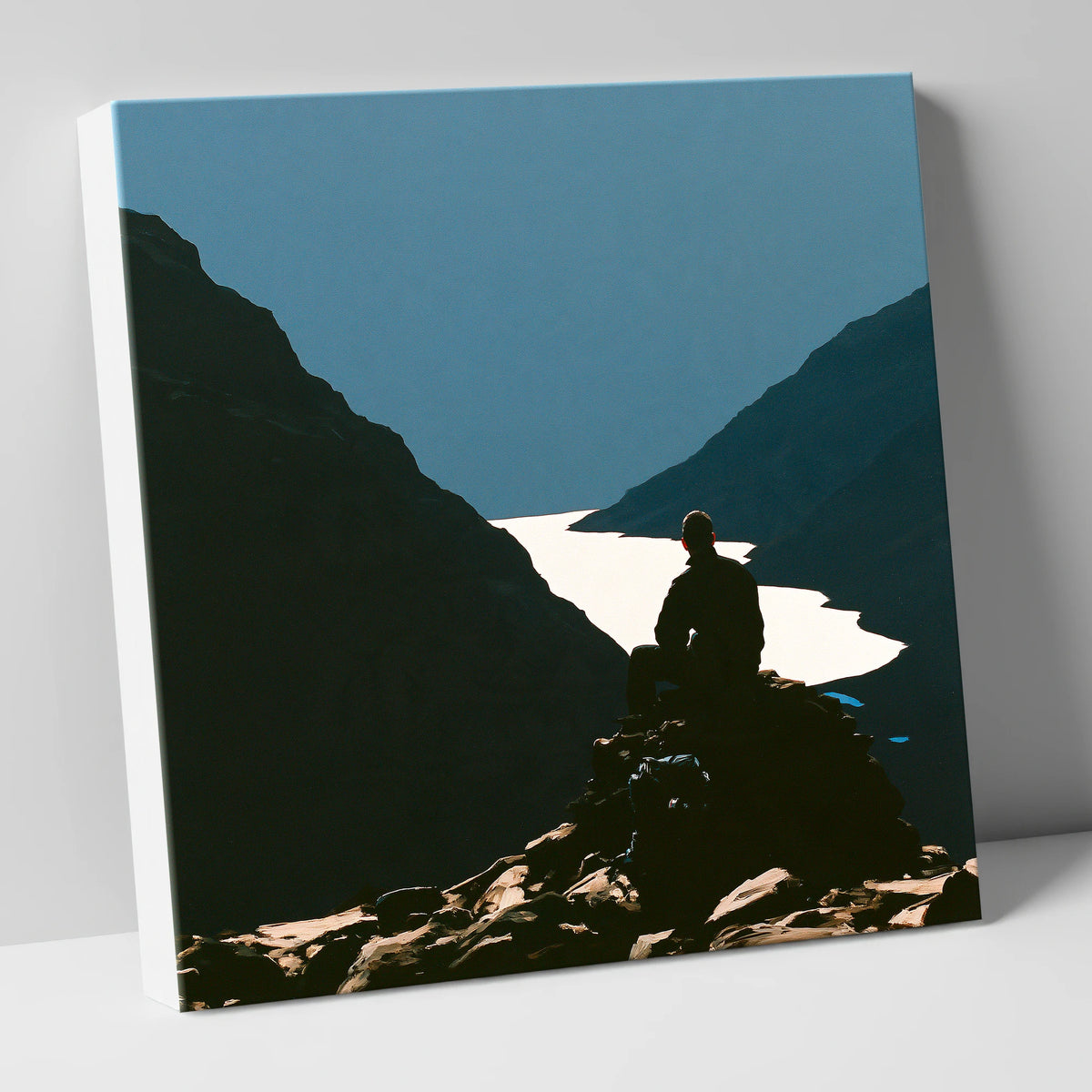 Walker Silhouette on Great Gable lake district fell canvas wall art