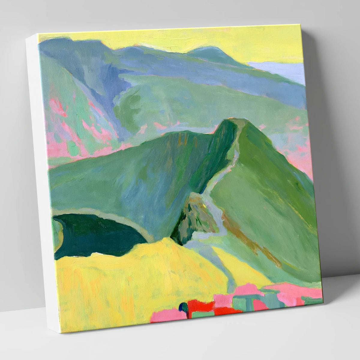 Striding Edge in Bold Colour lake district walking canvas wall art