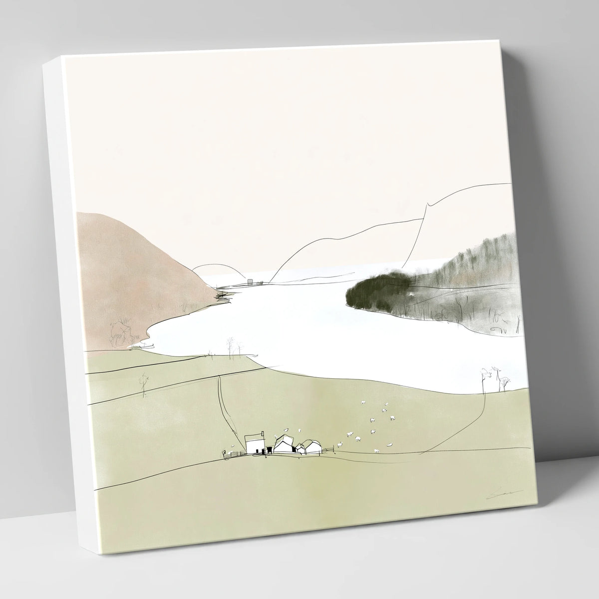 Loweswater Farm and Pale Fells lake district lake canvas wall art
