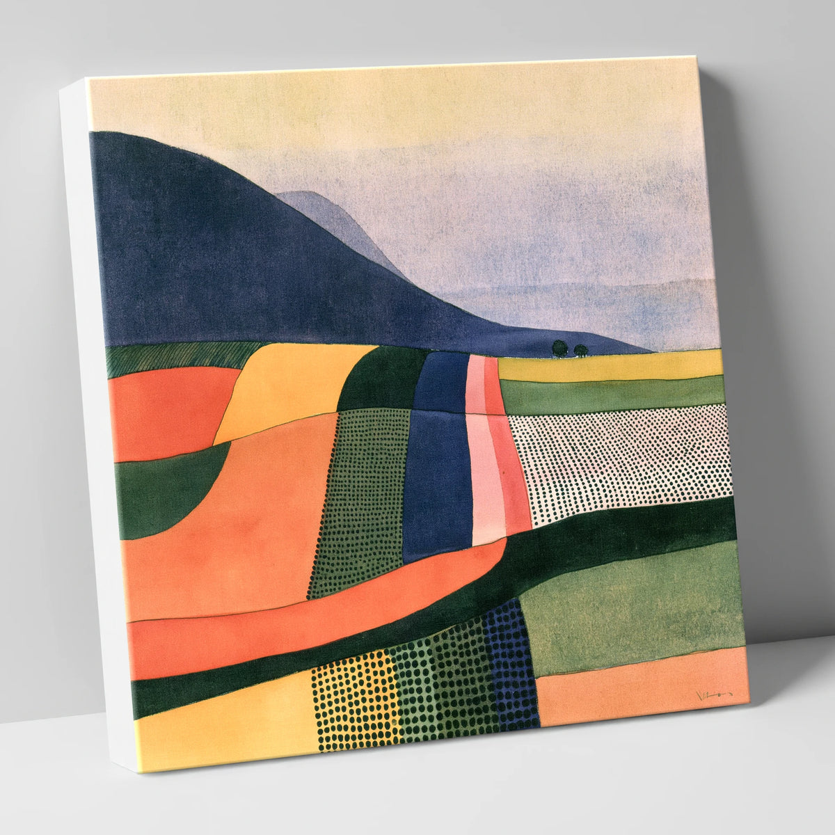 Patchwork Fields Beneath Indigo Fells lake district valley canvas wall art
