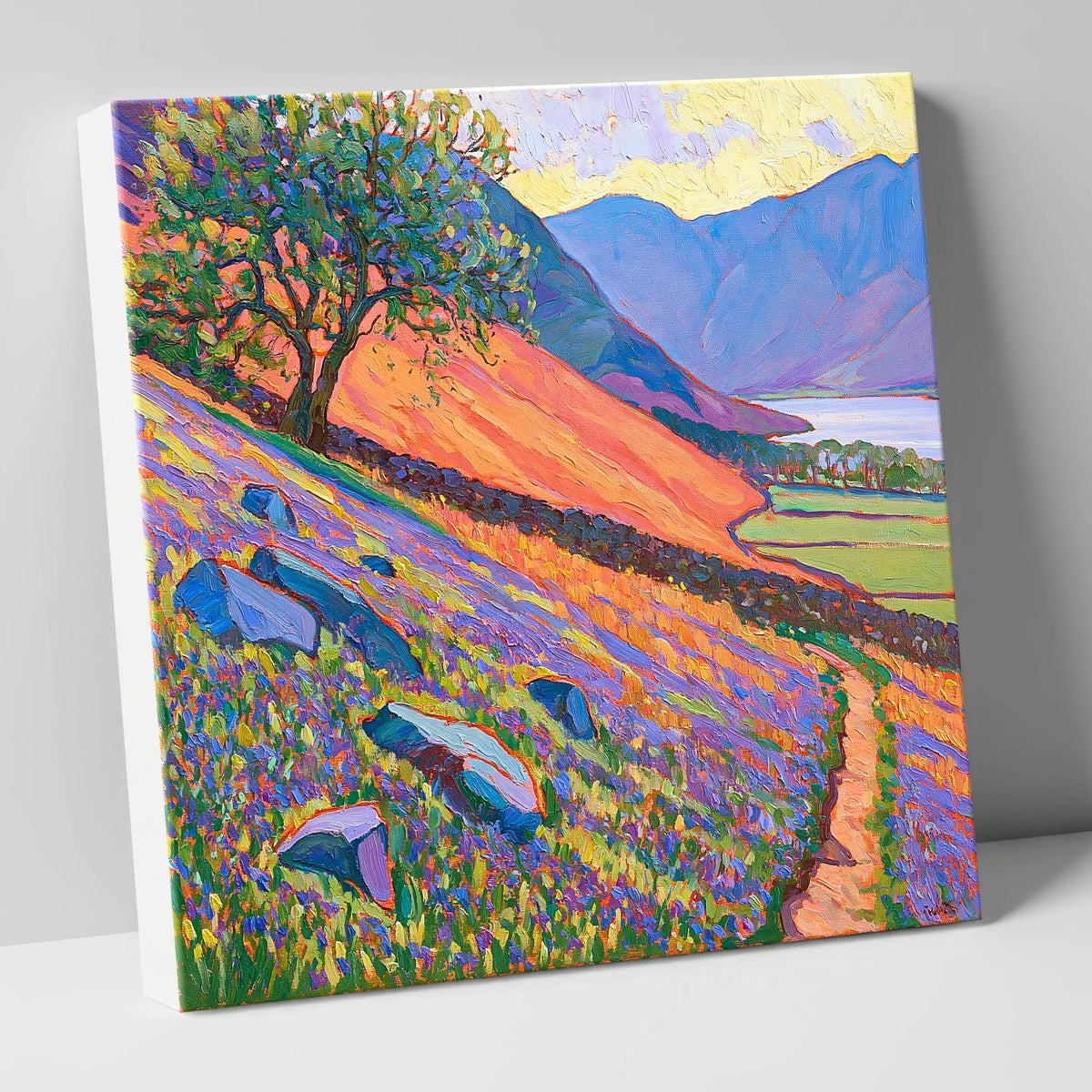 Rannerdale Bluebells Above Crummock Water lake district lake canvas wall art