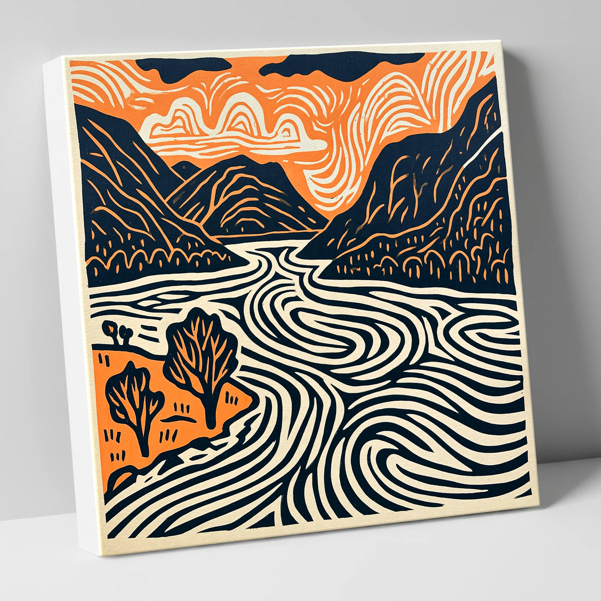 Ullswater in Terracotta and Navy lake district lake canvas wall art