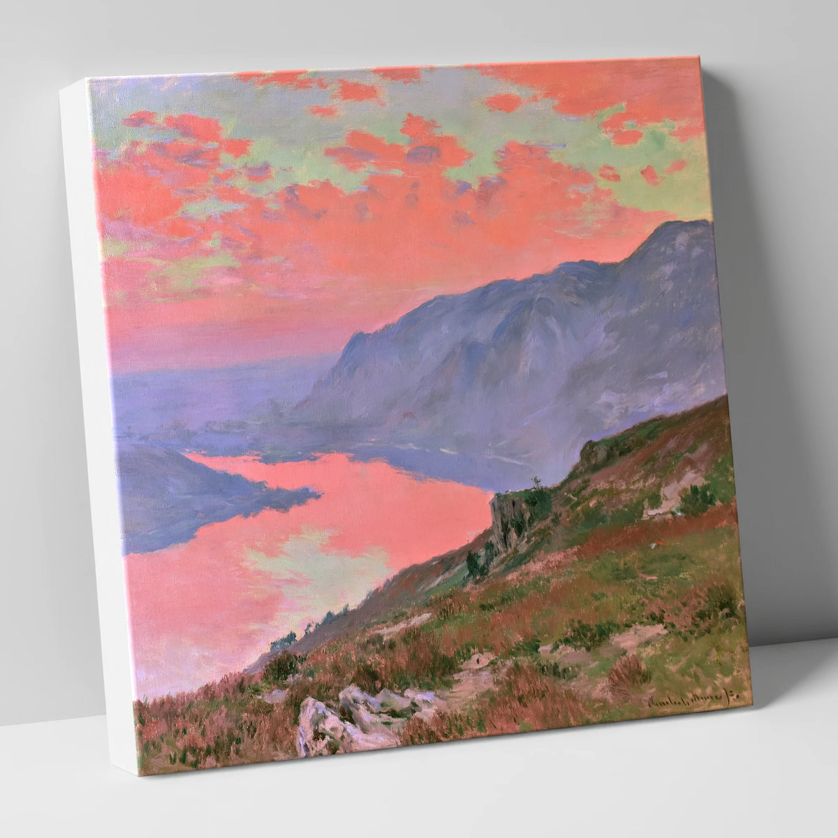 Summit View Under Coral Skies lake district fell canvas wall art